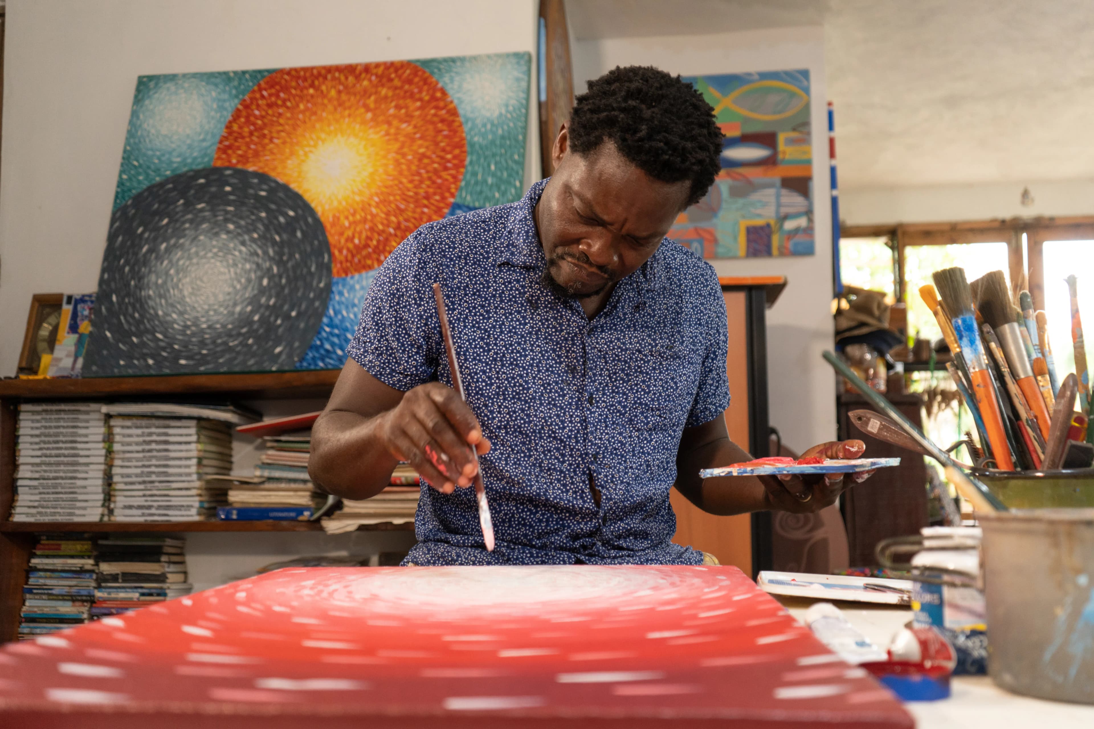 Kobina Nyarko at work in his Takoradi studio